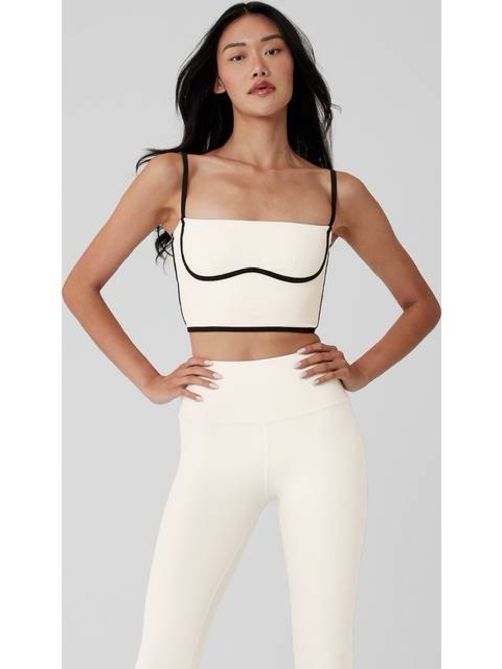 Alo Airbrush Streamlined Bra Tank in Ivory/Black